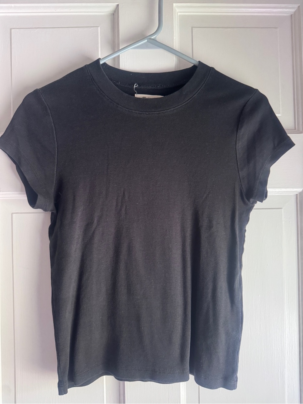 Madewell Black Ribbed Supima Cotton Crewneck Tee Size Medium